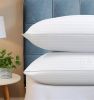 Set of 2 Machine Washable Down Alternative Bed Pillow with Cotton Cover - Queen