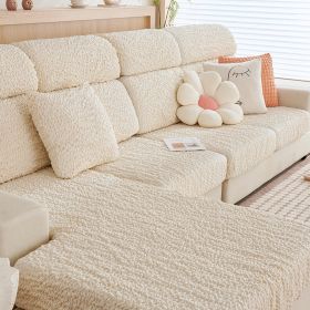 All-inclusive Seersucker Stretch Sofa Cover (Option: Beige-Plus Size Four People)