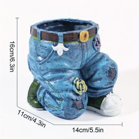 1pc Funny Indoor And Outdoor Flower Pots Resin Denim Pants Ornaments Creative Flower Pot Decoration Crafts Retro Garden Decoration (style: B)