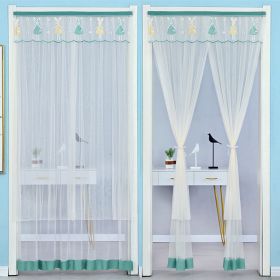 Double Yarn Lace Gauze Door Curtain Quiet Anti-mosquito Embroidered Living Room Bedroom Bathroom Universal Partition Home Decor (Color: green beige yarn)