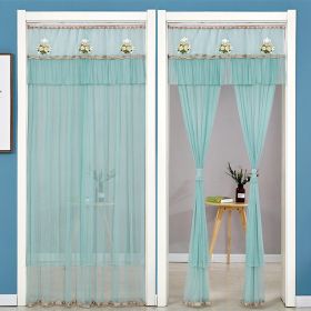 Double Yarn Lace Gauze Door Curtain Quiet Anti-mosquito Embroidered Living Room Bedroom Bathroom Universal Partition Home Decor (Color: 01 Green)