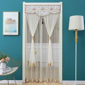 Double Yarn Door Curtain Anti-mosquito Embroidered Tassel Quiet Bedroom Living Room Bathroom Universal Partition Home Decoration (Color: 01 Beige)