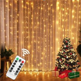 300 LED Curtain Lights, Twinkle Fairy Lights for Wedding, Christmas and Home Decor (Color: yellow)