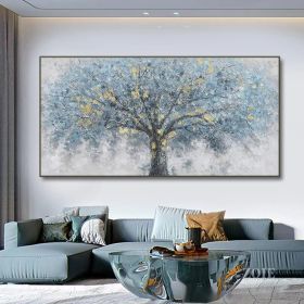 Hand Painted Oil Painting Oil Painting on Canvas Tree Blue Abstract Trees Landscape Modern Oil Painting Original Hand Painted Painting Modern Art (size: 60x120cm)