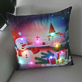 1pc Christmas Cushion Cover 45x45 Led Light Christmas Decorations for Home Santa Claus Printed Christmas Pillow Case (Color: as pic C)