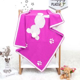 Baby Cartoon Rabbit & Footprints Embroidered Graphic 3D Tail Blanket (Color: Pink)