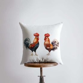 Watercolor Roosters | Gifts | Brid Prints | Bird Decor |Accent Pillow Covers | Throw Pillow Covers | Pillow | Room Decor | Bedroom Decor (Dimensions: 26x26)