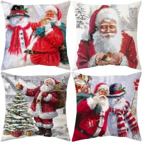 Red Santa Pillowcase Home Living Room Sofa Cushion Cover Christmas Decorations Home Customizable (Color: 1#)