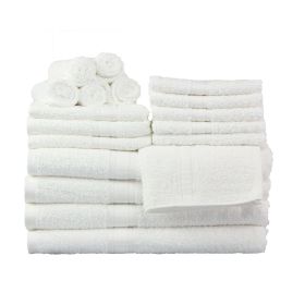 Basic Solid 18-Piece Bath Towel Set Collection (Color: White)