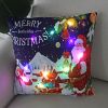 1pc Christmas Cushion Cover 45x45 Led Light Christmas Decorations for Home Santa Claus Printed Christmas Pillow Case