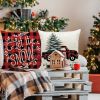 Christmas Pillow Covers, 4PCS Winter Holiday Decorations Xmas Rustic Throw Pillowcase