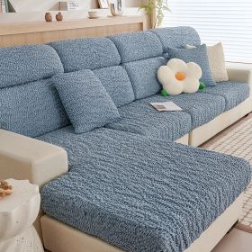 All-inclusive Seersucker Stretch Sofa Cover (Option: Blue-Plus Size Four People)